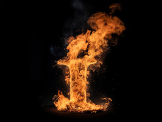 Brennender Buchstabe I auf schwarzem Hintergrund, KI generiert