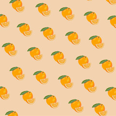 Print. Orange fruit. print pattern. with background. Vector illustration. Vector