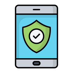 Mobile Security Line Color Icon