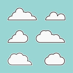 Set of Simple Clouds Shape Illustration Vector