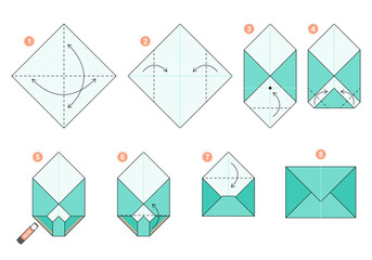 Origami tutorial for kids. Origami cute envelope.