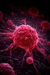 Eliminating Pink Cancer Cells - Medical Illustration - Generative AI