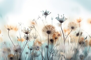 abstrakte blumen im wind. eine blumenwiese mit vielen bunten blüten (generative ai)