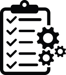 clipboard with gear icon vector.