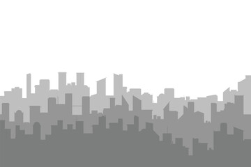 Random grey city skyline Vector on light background with copy space
