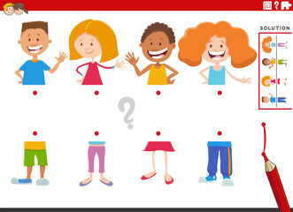 match halves of pictures with happy children educational game