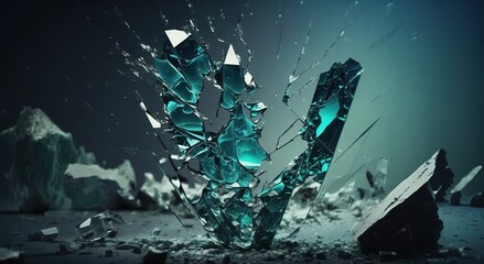 Shards of broken glass. abstract explosion.