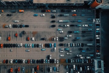 Top view of car parking lot created by generative AI