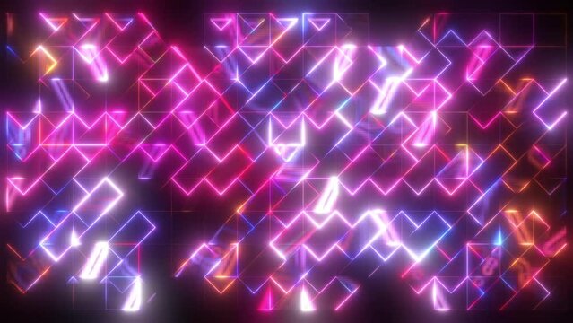 Funky Neon Digital Bricks Pattern Grid Screen Fast VJ loop Animation
