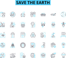 Save the earth linear icons set. Sustainability, Conservation, Recycling, Green, Protect, Environment, Reduce line vector and concept signs. Carbon,Footprint,Natural outline Generative AI
