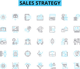 Sales strategy linear icons set. Conversion, Prospecting, Pipeline, Decision-making, forecasting, Negotiation, Upselling line vector and concept signs. Closing,Retention,Engagement Generative AI