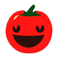 Funny smiling tomato cartoon icon on transparent background vector illustration 