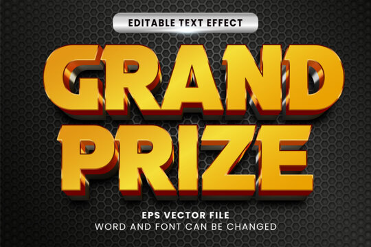 Premium gold grand prize vector text effect