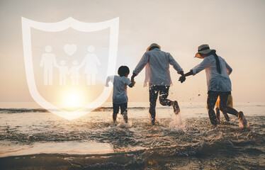 insurance, life, life assurance, investment, savings, family, parent, children, beach, sea....