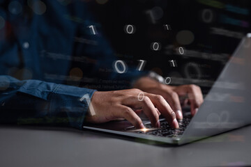 digit, technology, coding, information, internet, software, binary, engineer, development, developer. typing code and digit number information. binary engineer development. computer hacking innovation