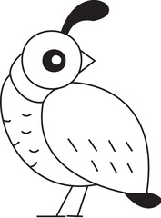 Quail icon, vectorial art. Black and white
