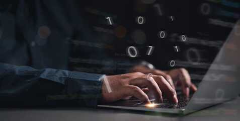 digit, technology, coding, information, internet, software, binary, engineer, development, developer. typing code and digit number information. binary engineer development. computer hacking innovation