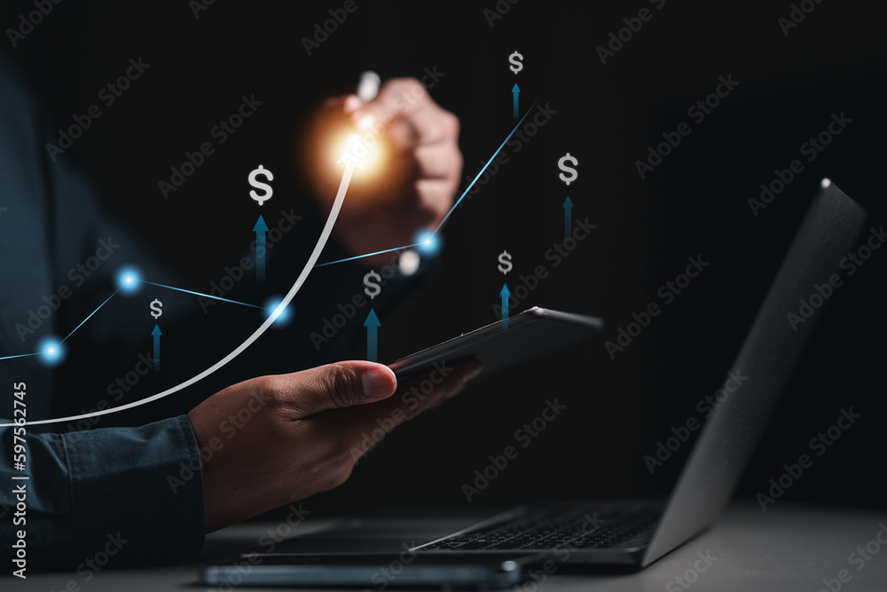 Wall mural finance, financial, investment, stock, growth, wealth, invest, investor, trade, increase. pen drawin