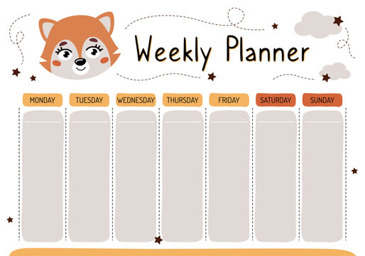 Planner for mom. Weekly planner, wish list, to-do list in cartoon flat style with cute animals. A set of digital prints.