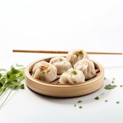 Dumplings Isolated on White .Generative AI