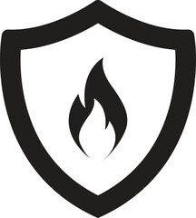 fire protection icon, shield with fire vector