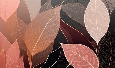 abstract background pattern with orange leaves Generative AI