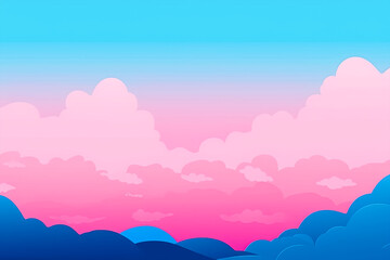 Fototapeta na wymiar Pink and blue clouds on a blue sky background. Generative AI