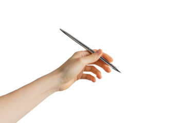 hand holding a pen isolates 