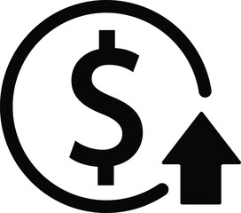 growth profit icon, dollar increase vector