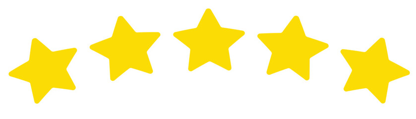 Five golden stars set of stars icons product rating 