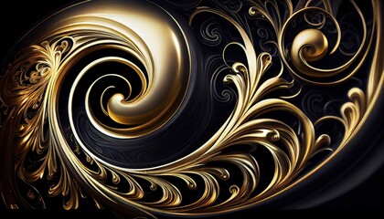 Refined Golden Swirls & Sparkling Gemstones: Elegant Curves, Shimmering Patterns, Rich Palette & Luxurious Ambiance. Generative AI.