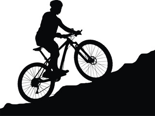 Fototapeta na wymiar silhouette of a person riding a bicycle isolated on white background vector illustrations .