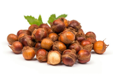 Obraz premium Handful Filberts On White Background. Generative AI
