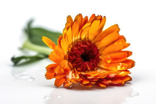 Calendula On White Background. Generative AI