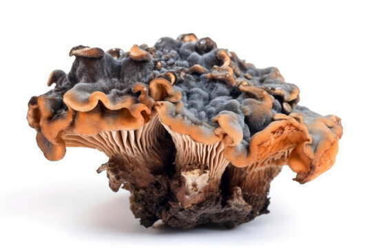 Cloud Ear Mushroomuricularia Polytricha On White Background. Generative AI