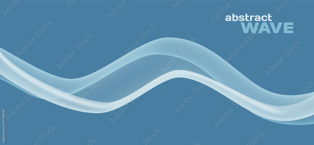 Poster transparent wave on dull blue background. vector graphics