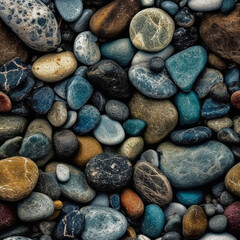 stones seamless on the beach. Generative AI
