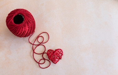 Red heart shape with copy space