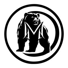 M Letter Bear Logo Vector Design