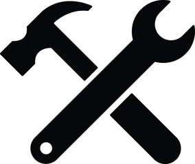 wrench and hammer tool icon vector