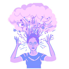 Overwhelmed Mind Explosion - Abstract Mental Health Vector Illustration