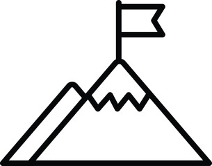 mission, mountain with flag icon vector