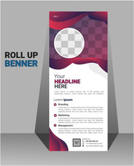 Corporate rollup banner template, advertisement, pull up, polygon background, vector illustration, business flyer, and display banner for your Corporate business, company, and restaurant