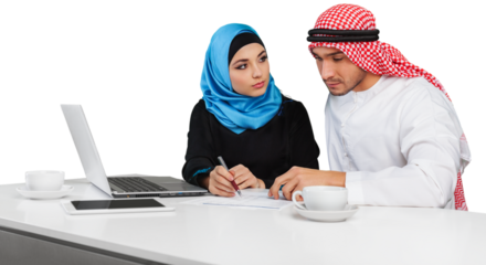 Arabic business couple working in office