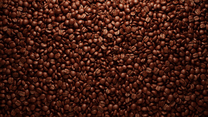 Roasted coffee beans on a flat background. 3d rendering