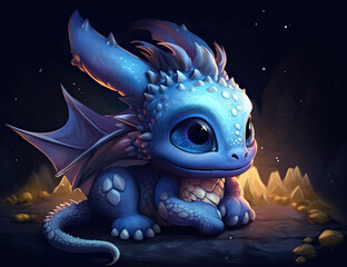 Adorable sleeping baby dragon, cute, sweet, digital asset, wall art, print. Generative AI