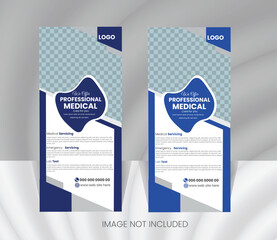 Professional health care and medical roll up design template, standee and banner template.
