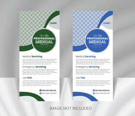 Professional health care and medical roll up design template, standee and banner template.
