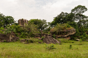 Rocks and jungle in the area of colombian amazon