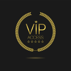 Vip member golden laurel wreath vector label